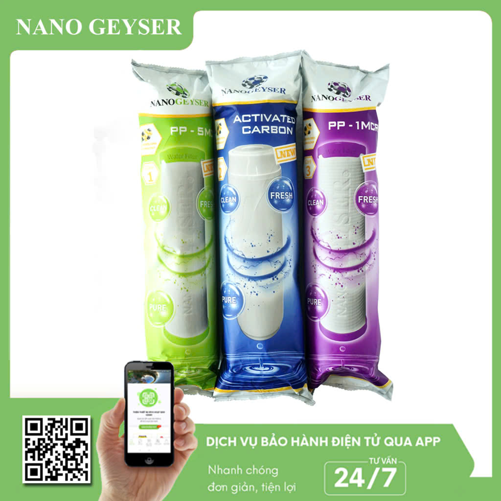 Combo 3 lõi lọc 123 Nano Geyser RO new
