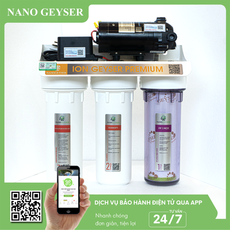 Bộ tiền xử lý cho máy Ion kiềm - Ion Geyser Premium Nano Geyser P3 - có bộ tăng áp