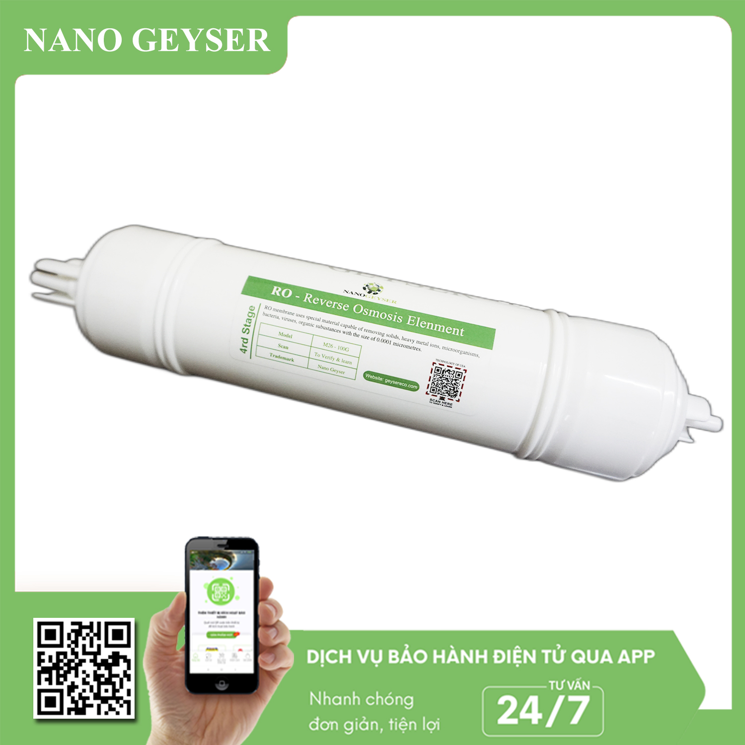 Màng lọc nước RO INSIDE MAX Nano Geyser ( màng RO đúc liền )